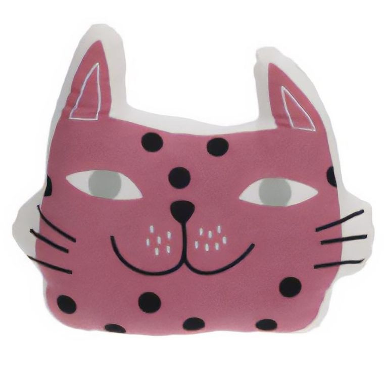 Home Styling Collection, Kot, poduszka dziecięca z nadrukiem, bawełna, 35-40 cm