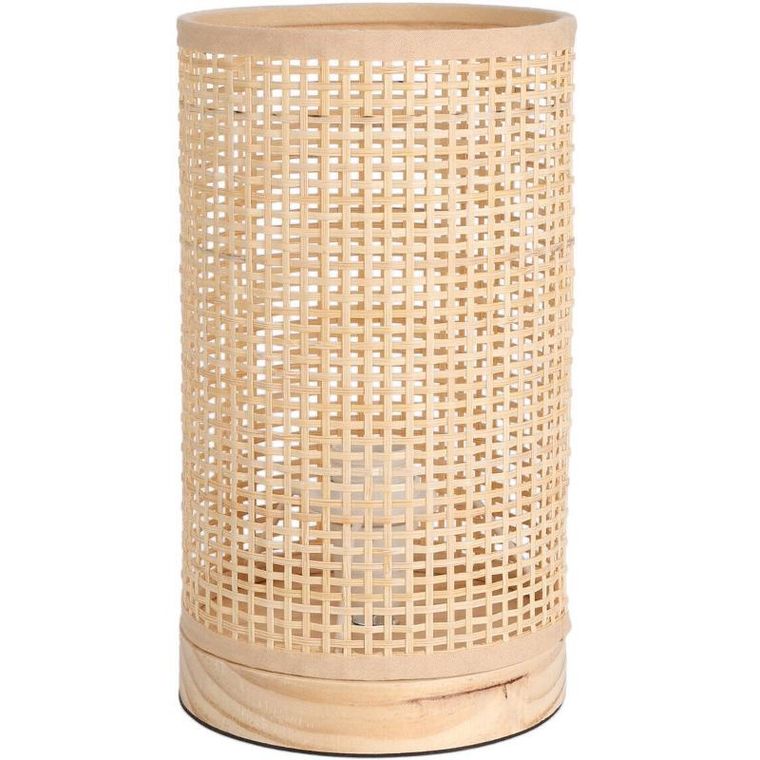 Home Styling Collection, lampa stołowa bambus, tuba, podstawa z drewna sosnowego, 13-23 cm