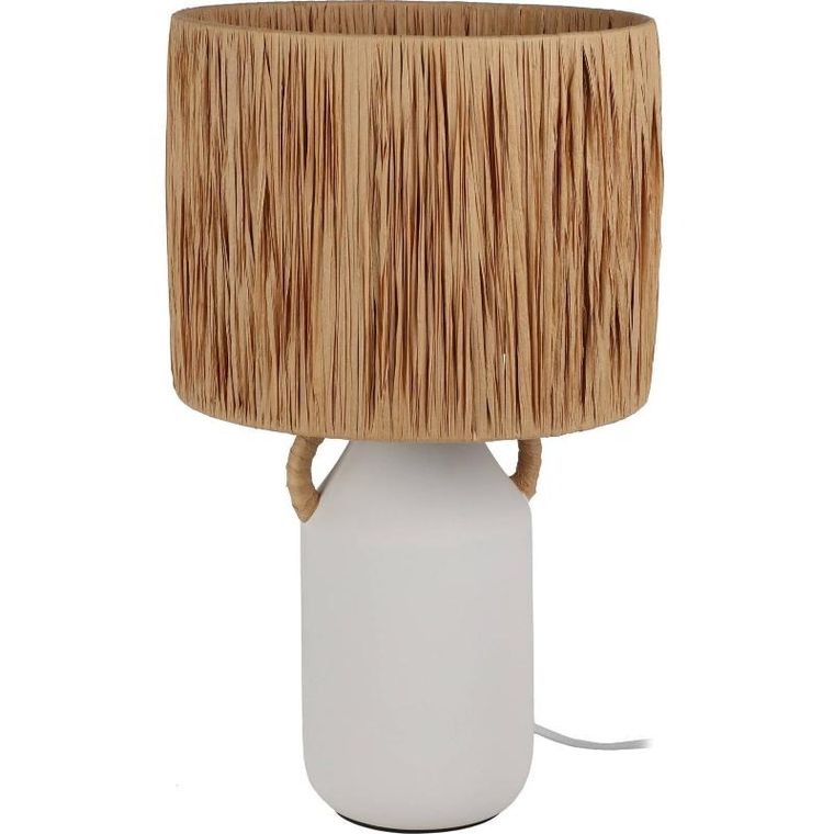 Home Styling Collection, lampa stołowa ceramiczna z kloszem z plecionki Ø 24-42 cm