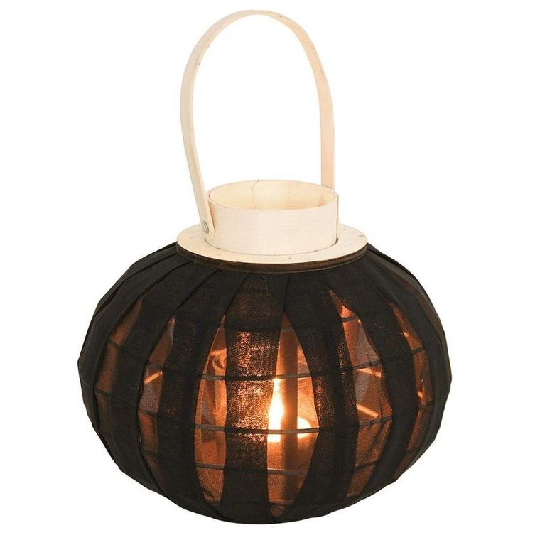 Home Styling Collection, lampion ze szklanym wkładem, czarny, 22-24 cm