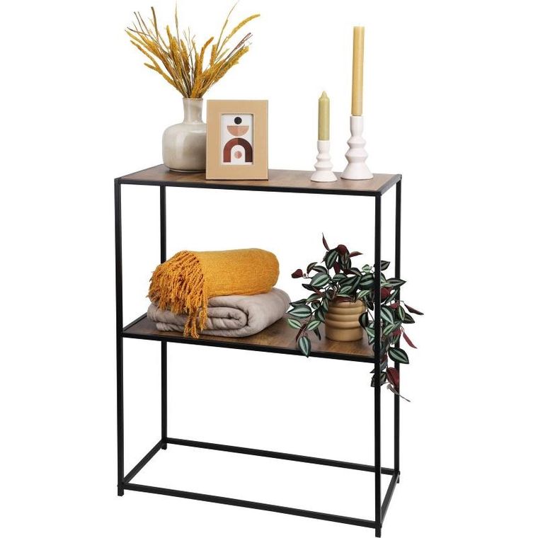 Home Styling Collection, loftowy regał z 2 półkami, metal i mdf, 71-31-85 cm