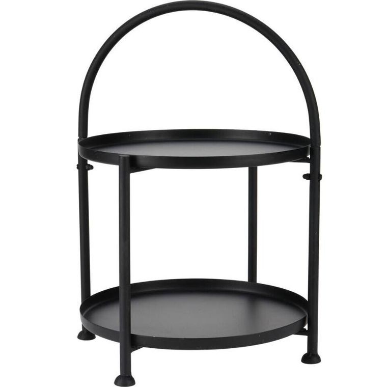 Home Styling Collection, loftowy stolik kawowy okrągły z uchwytem, metalowy, 34-45,5 cm