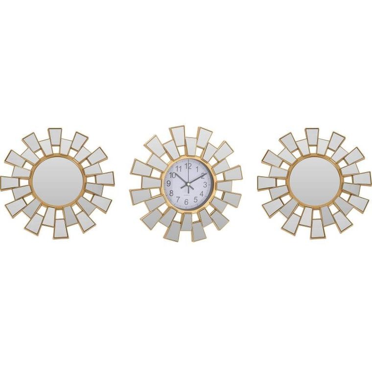 Home Styling Collection, lustra dekoracyjne w geometrycznych ramach, 2 szt. + zegar ścienny