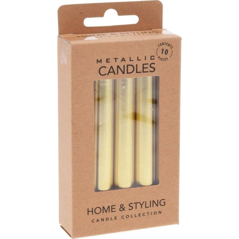 Home Styling Collection, metaliczne świece stołowe z parafiny, 10 cm