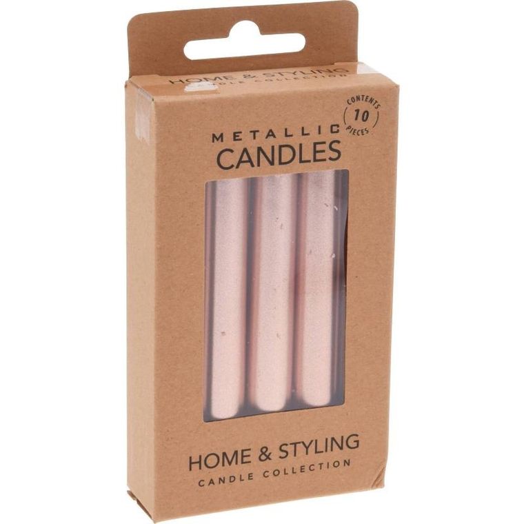 Home Styling Collection, metaliczne świece stołowe z parafiny, 10 cm