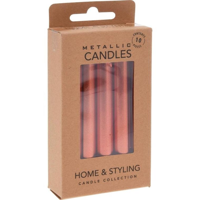 Home Styling Collection, metaliczne świece stołowe z parafiny, 10 cm