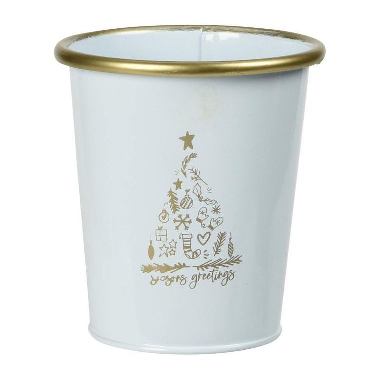 Home Styling Collection, metalowe wiaderko świąteczne, białe