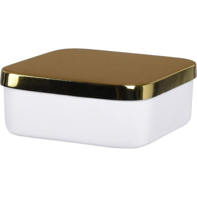 Home Styling Collection, metalowy pojemnik do przechowywania, kwadratowy, biały, 13 cm