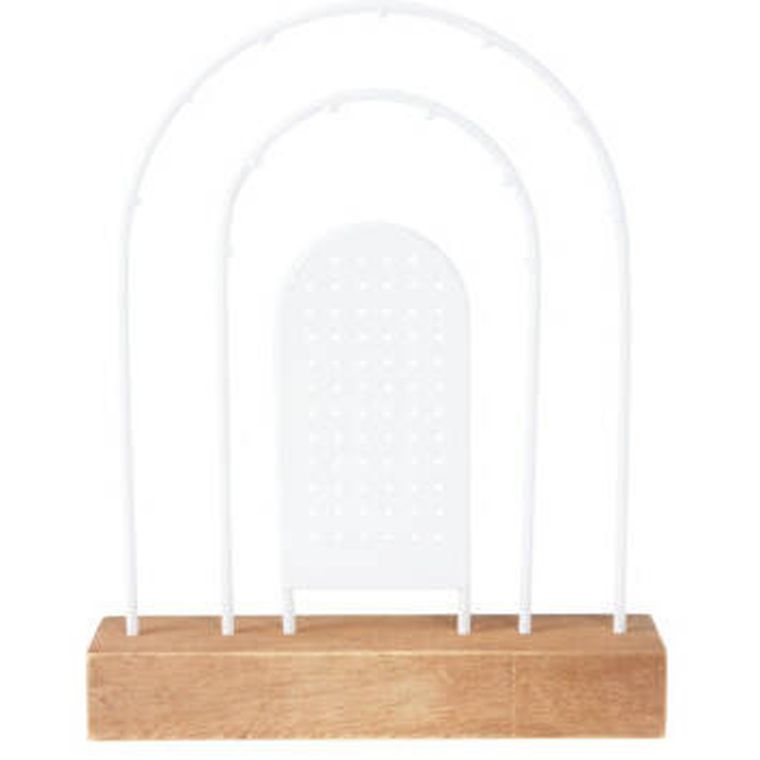 Home Styling Collection, metalowy stojak na biżuterię, drewniana podstawka, 18-4,5 cm