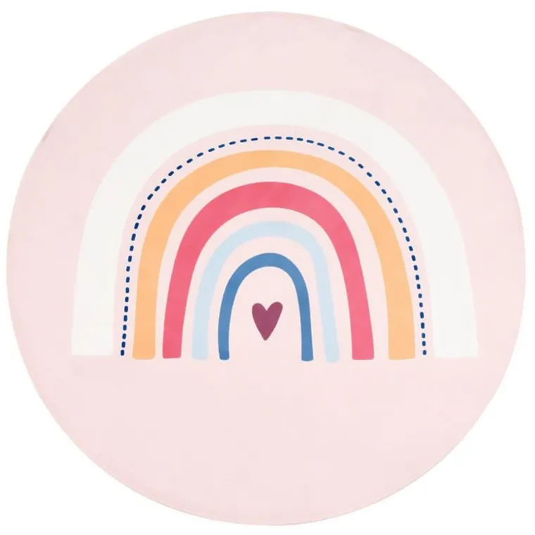 Home Styling Collection, okrągły dywan do pokoju dziecięcego, różowy, 100 cm