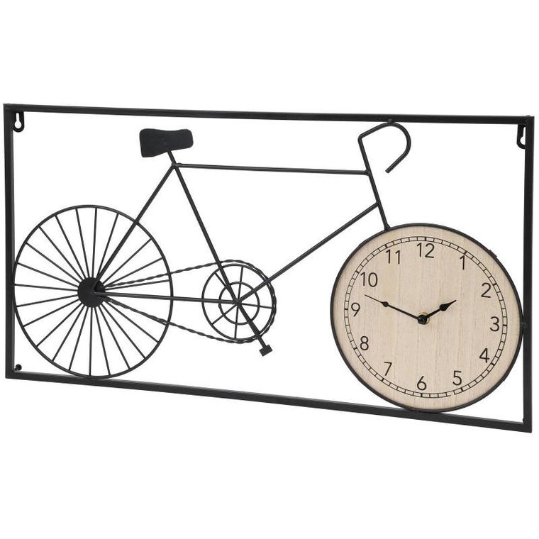 Home Styling Collection, ozdoba ścienna, metalowa, rower retro i zegar, 60-32-5 cm
