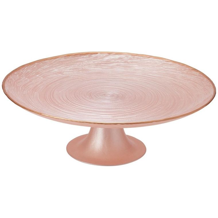 Home Styling Collection, patera na tort, na nóżce, szklana, różowa, 28 cm