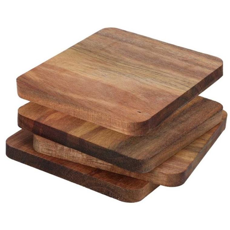 Home Styling Collection, podkładki pod kubki z drewna akacji, 4 szt.
