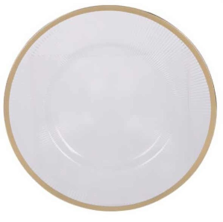 Home Styling Collection, podtalerz, transparentny, złoty dekor, średnica 33 cm