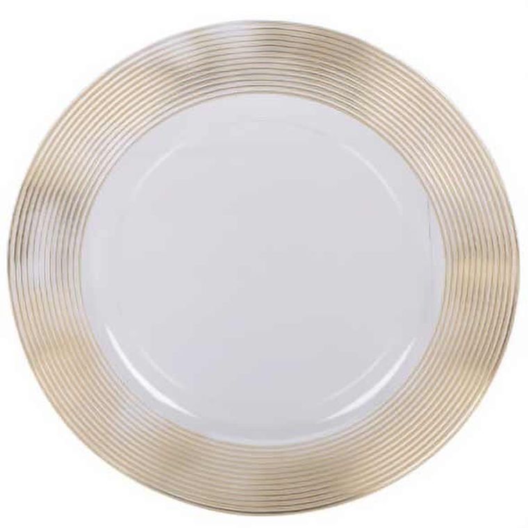 Home Styling Collection, podtalerz, transparentny, złoty dekor, średnica 33 cm