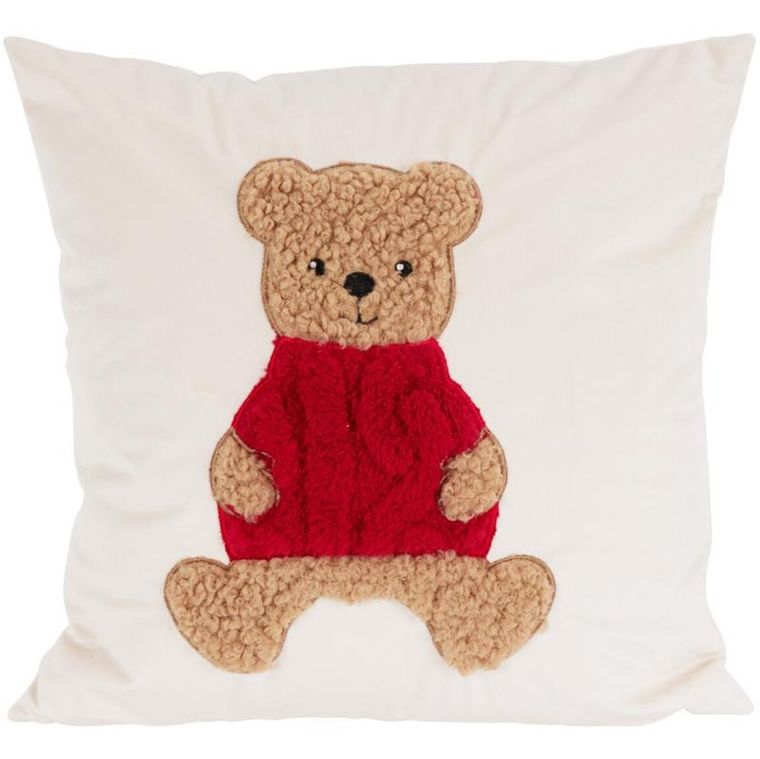 Home Styling Collection, poduszka dekoracyjna, świąteczny wzór, biała, 40-40 cm