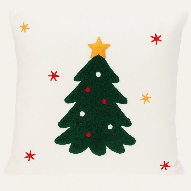 Home Styling Collection, poduszka dekoracyjna, świąteczny wzór, biała, 44-44 cm