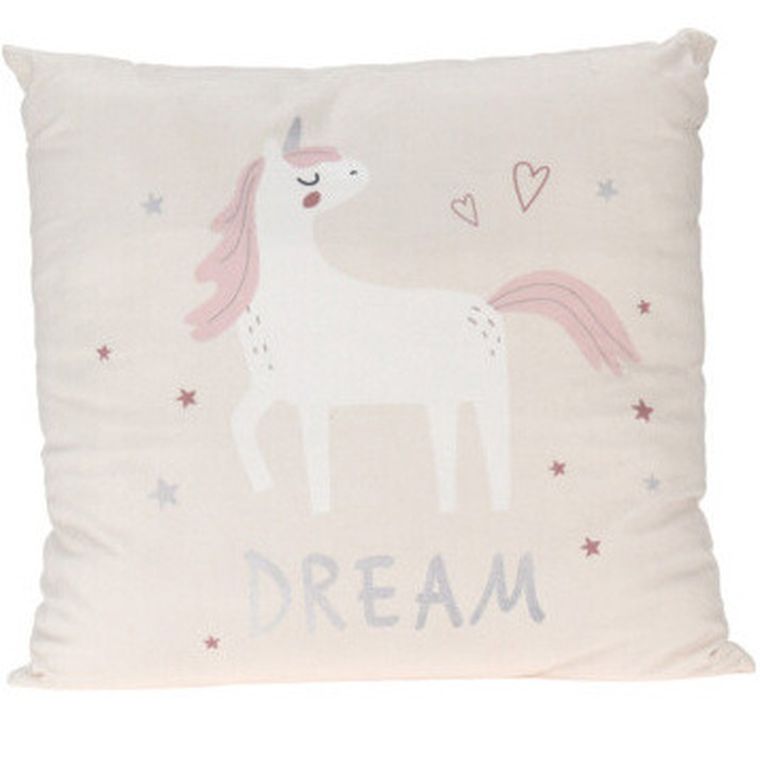 Home Styling Collection, poduszka dekoracyjna z jednorożcem, biała, 40-40 cm