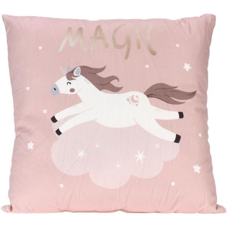 Home Styling Collection, poduszka dekoracyjna z jednorożcem, różowa, 40-40 cm