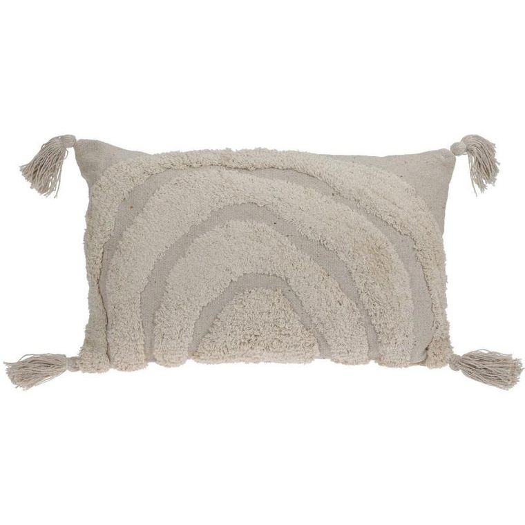 Home Styling Collection, poduszka dekoracyjna z tuftowanej bawełny, frędzle, tęcza, 30-50 cm