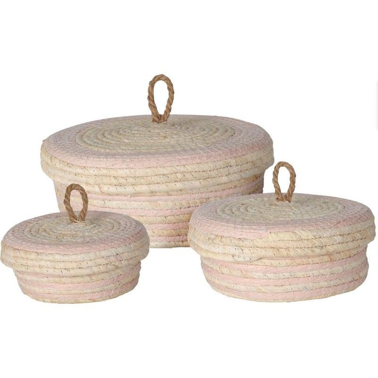 Home Styling Collection, pojemniki do przechowywania z przykrywką, 3 szt.