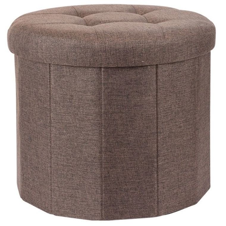 Home Styling Collection, pufa z pikownym siedziskiem ottoman, ø 45-39 cm, brązowy