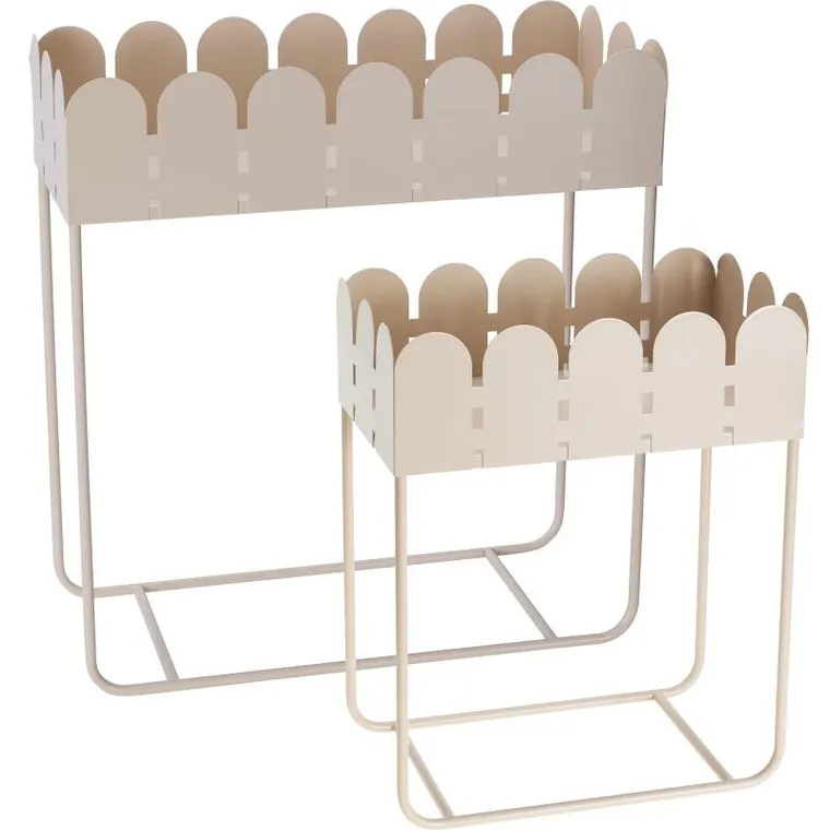 Home Styling Collection, Sense, zestaw 2 metalowych kwietników stojących z falowanym brzegiem