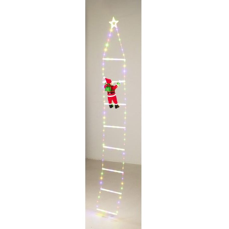 Home Styling Collection, świąteczna dekoracja, 124 LED, święty mikołaj na drabinie, 2m