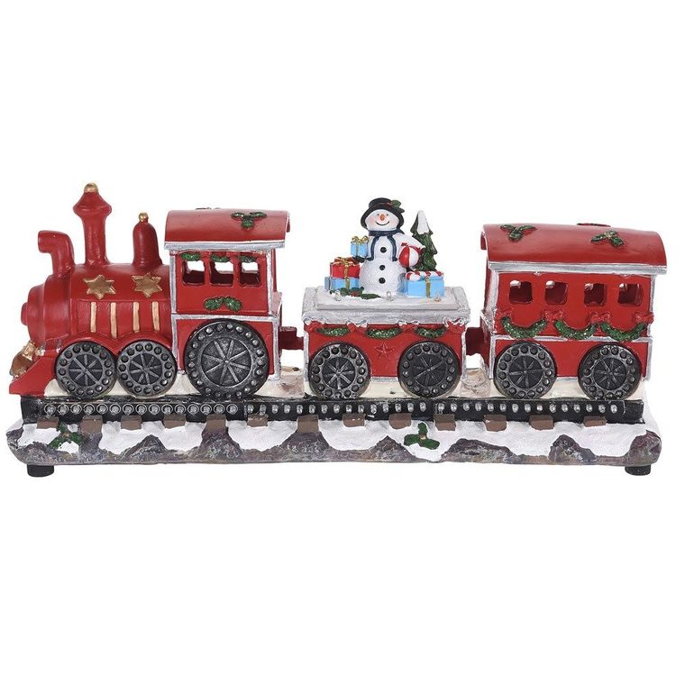 Home Styling Collection, świąteczny pociąg LED, motyw bałwanka, 39 cm