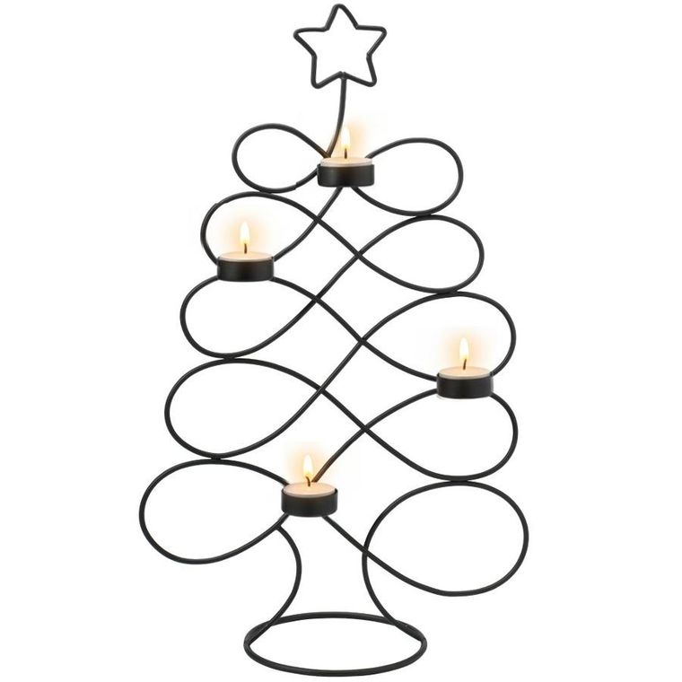 Home Styling Collection, świecznik, choinka, metalowy, czarny, 49 cm