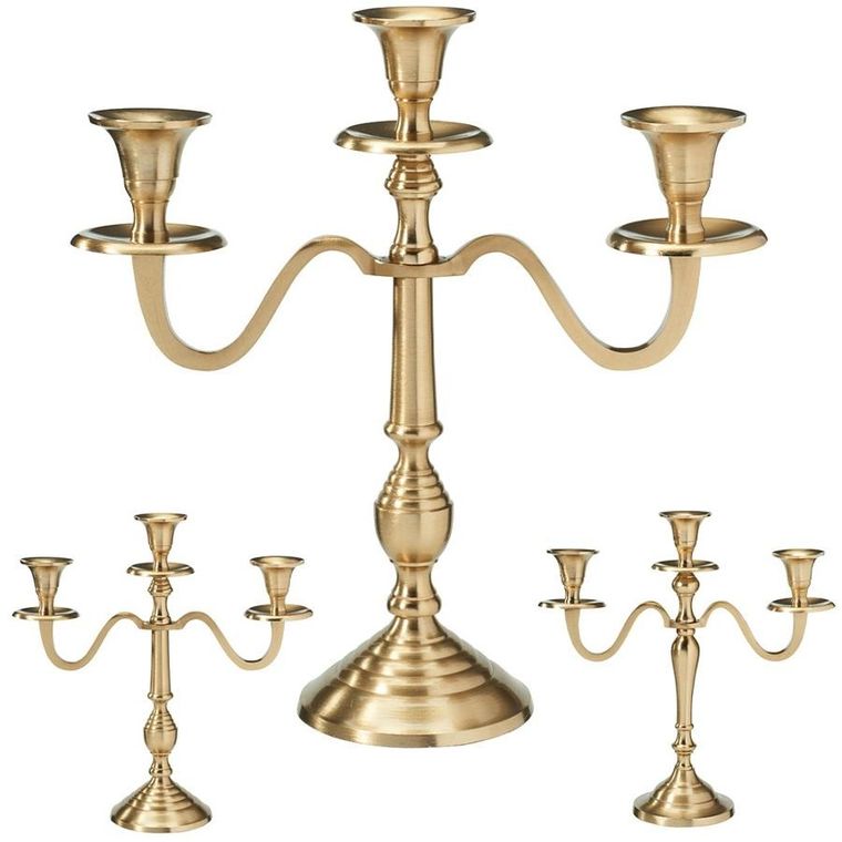 Home Styling Collection, świecznik kandelabr, 3-ramienny, złoty, 30 cm