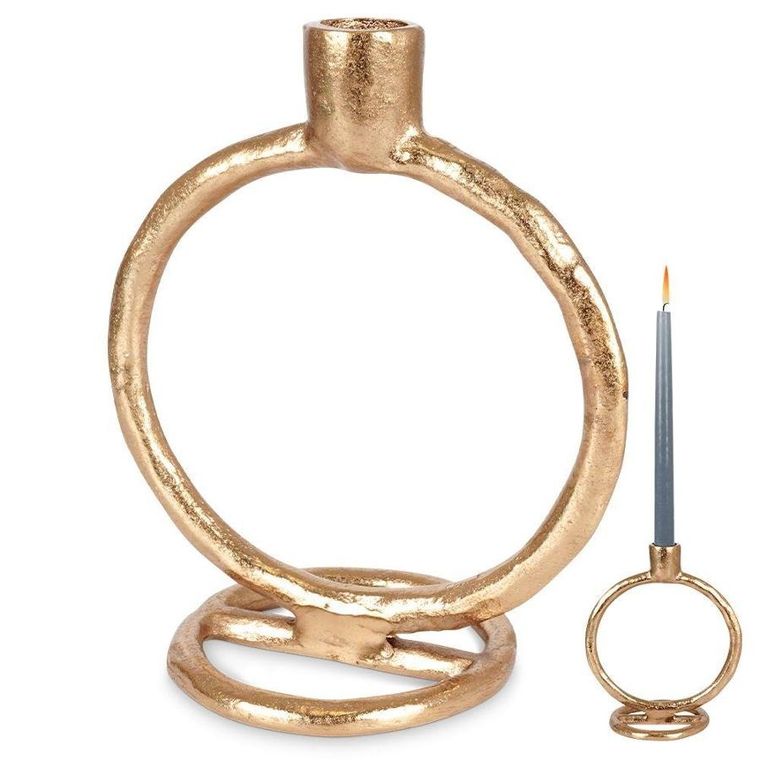 Home Styling Collection, świecznik na długą świeczkę, aluminiowy złoty, 19 cm