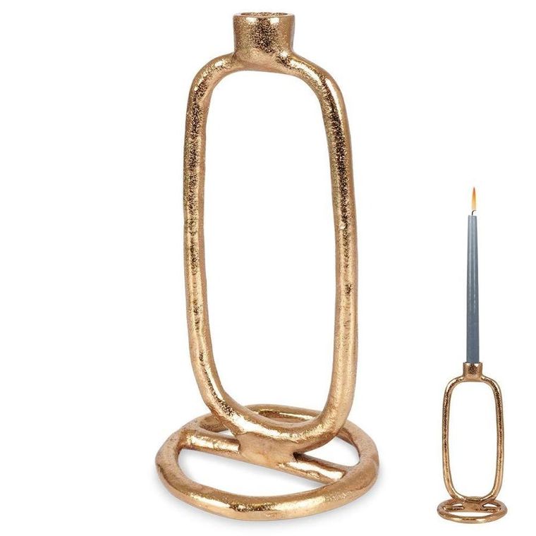 Home Styling Collection, świecznik na długą świeczkę, aluminiowy złoty, 24 cm