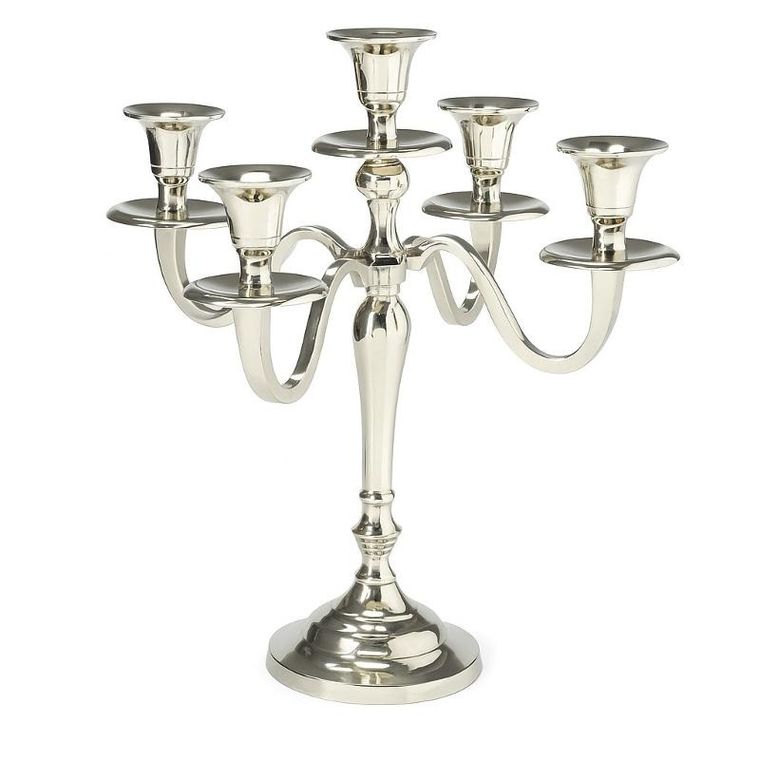Home Styling Collection, świecznik pięcioramienny, srebrny, 30 cm