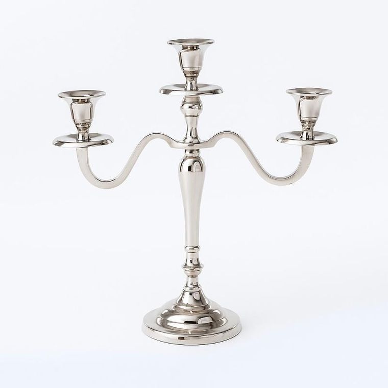 Home Styling Collection, świecznik trójramienny, srebrny, 30 cm