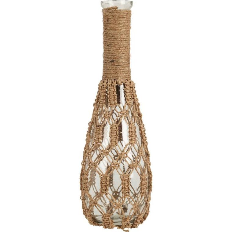 Home Styling Collection, szklany wazon, pleciony sznurek, 30 cm