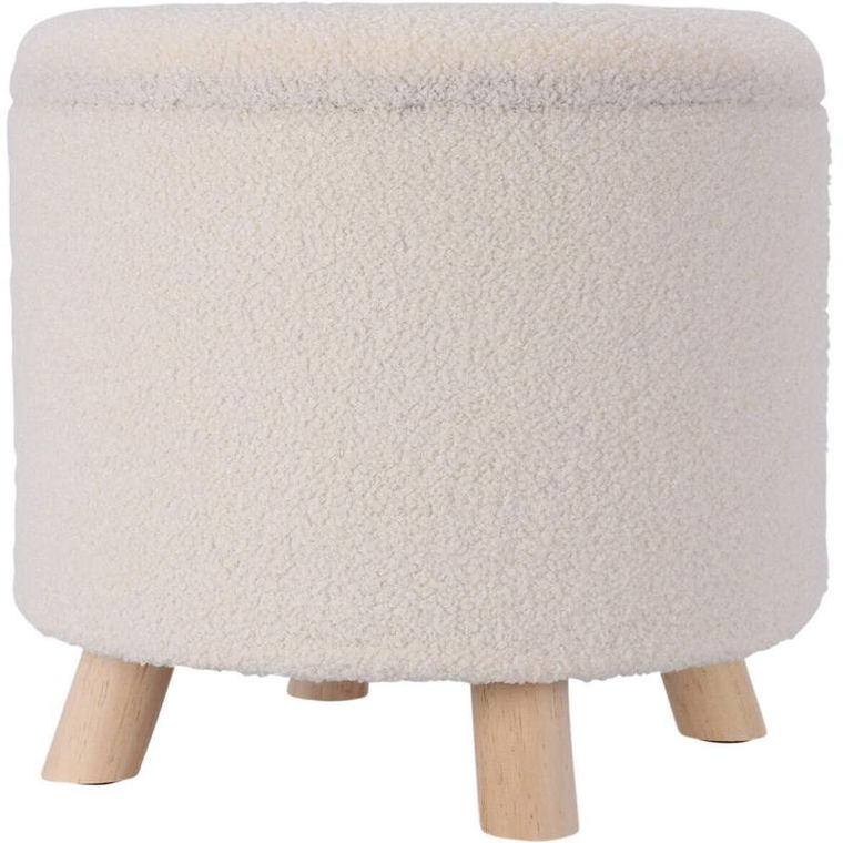 Home Styling Collection, Teddy, pufa okrągła tapicerowana ze schowkiem, 40-37 cm