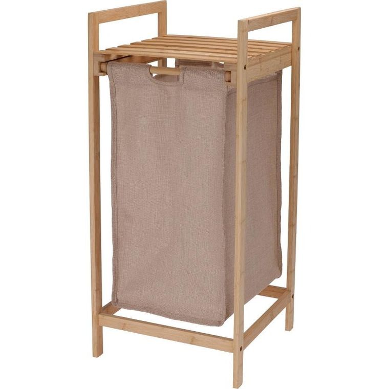 Home Styling Collection, wąski kosz na pranie z bambusowym stelażem, 33-33-73 cm