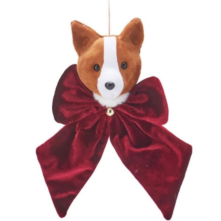 Home Styling Collection, welurowa kokarda ze zwierzątkiem, 20-30 cm