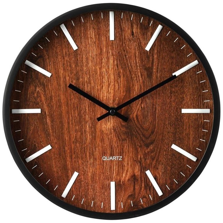 Home Styling Collection, zegar ścienny, tarcza w drewnianym stylu, Ø 30 cm