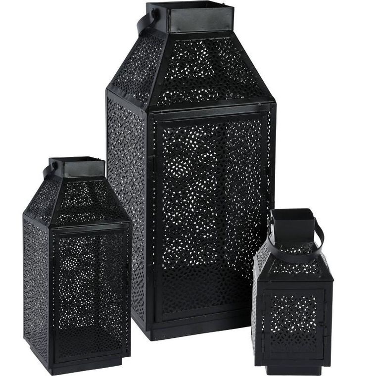 Home Styling, Collection, zestaw 3 metalowych lampionów w różnych rozmiarach