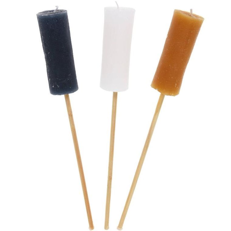 Home Styling Collection, zestaw świeczek z drewnianym uchwytem, 32-4 cm