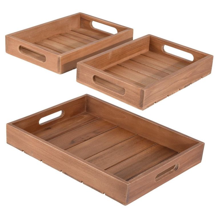 Home Styling Collection, zestaw tac dekoracyjnych, Teak, 3 elementy