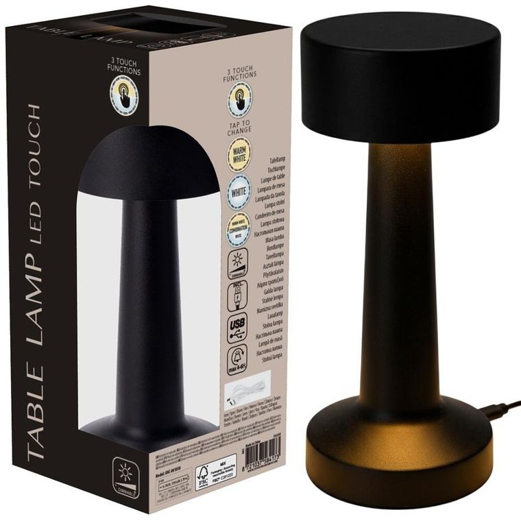 Home Styling Decoration, lampka stołowa, 21 LED, czarna, 21 cm