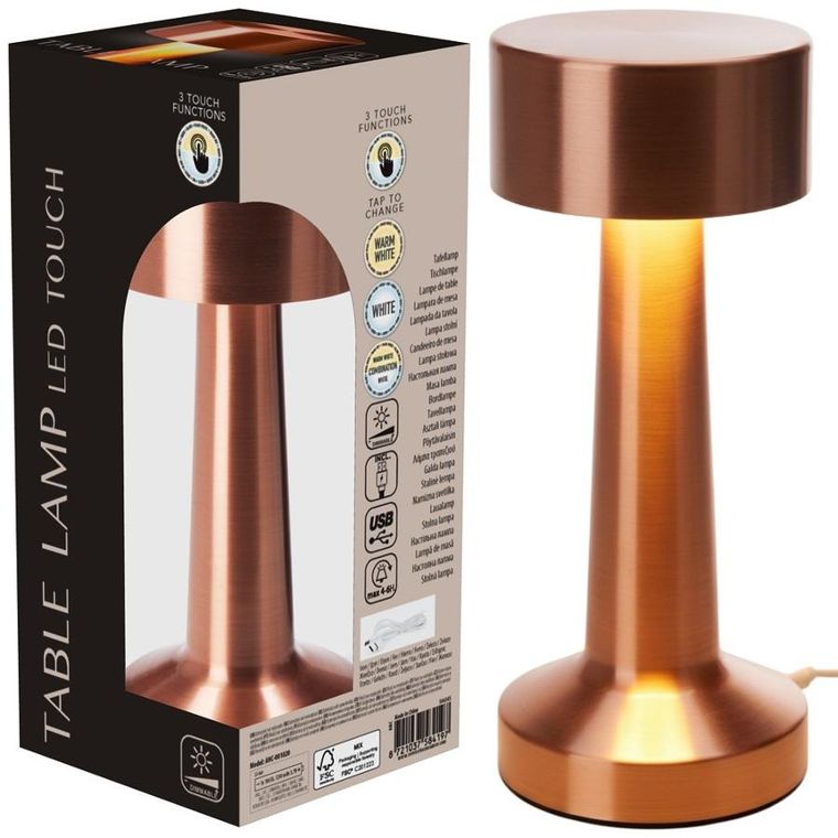 Home Styling Decoration, lampka stołowa, 21 LED, miedziana, 21 cm