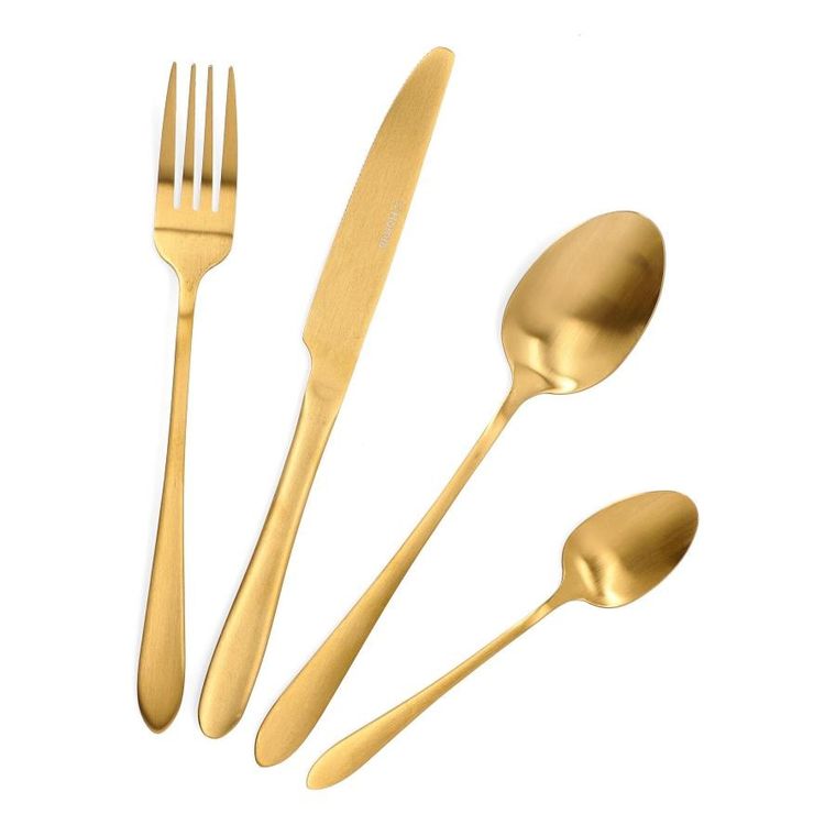 Homla, Abele, sztućce, matowe złote, 16 szt.