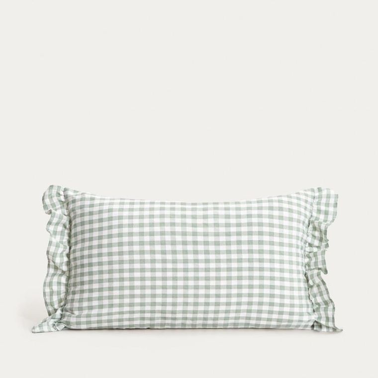 Homla, Alambra, poduszka, w kratkę pistacjowa, 30-50 cm