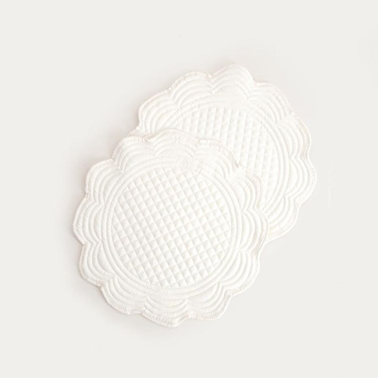 Homla, Alven, maty stołowe, ecru okrągłe z pikowaniem, 38 cm, 2 szt.