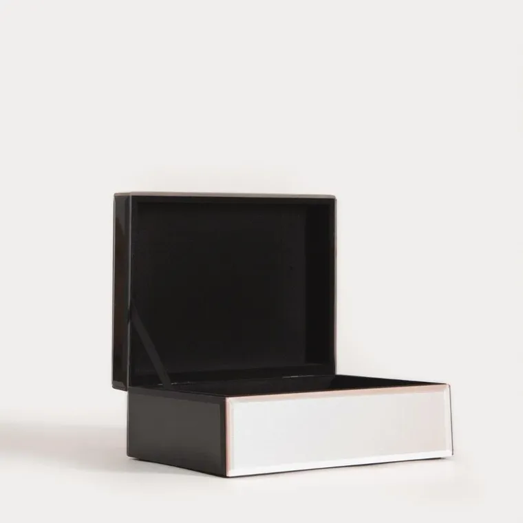 Homla, Amosa, szkatułka na biżuterię, w lustrzane trójkąty, 19-15-8 cm