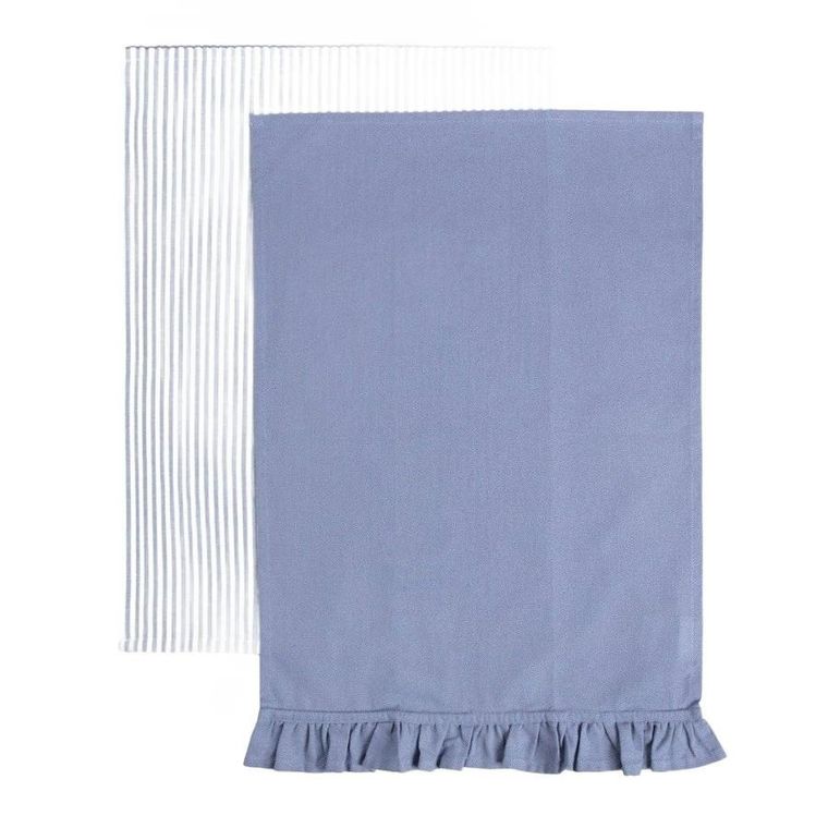 Homla, Andie, zestaw ścierek kuchennych, z falbanką + w paski, 45-65 cm, 2 szt.